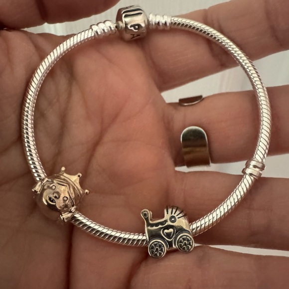 Children’s Pandora Silver Charm Bracelet w/Charms - Picture 7 of 10